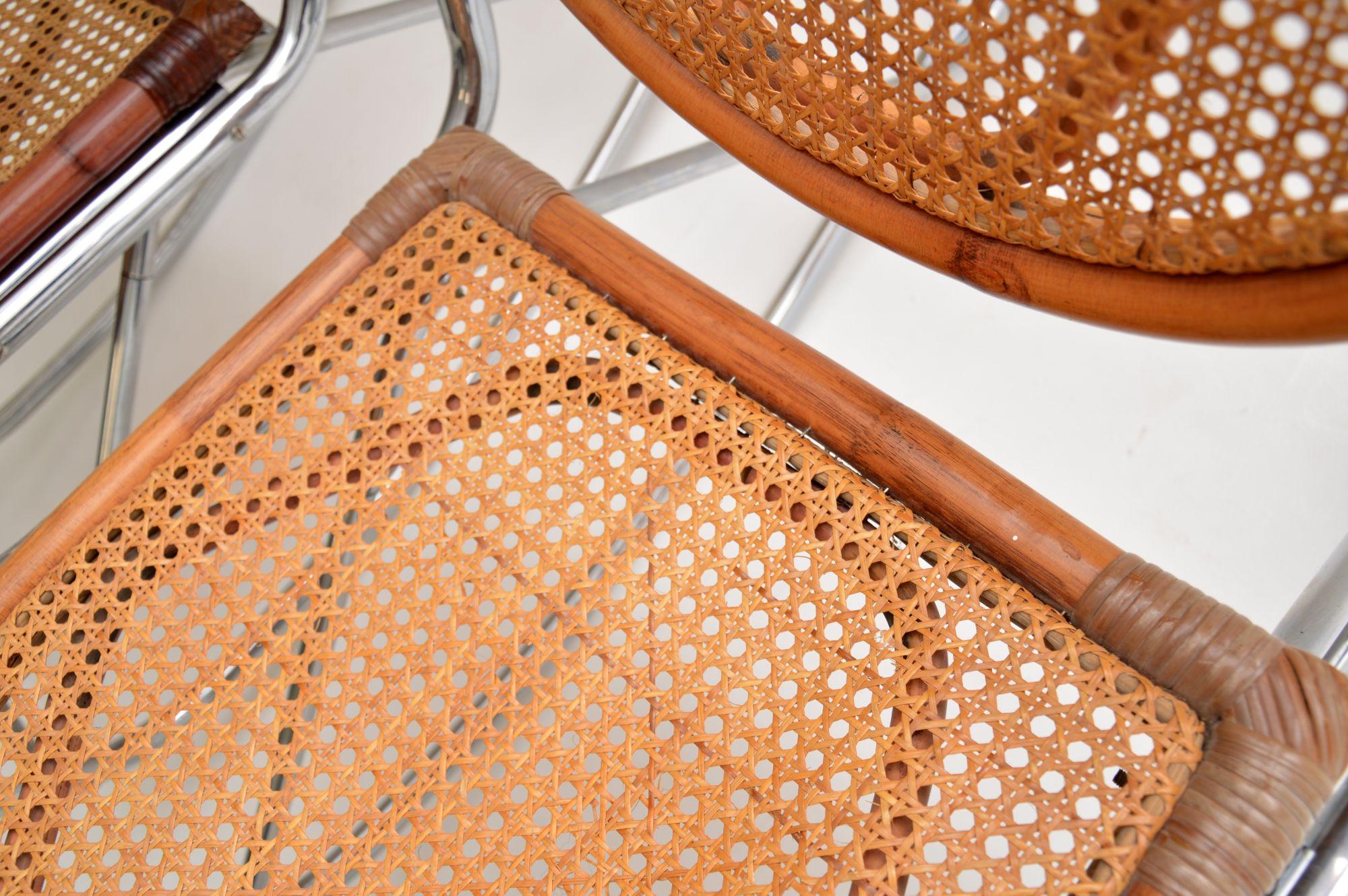 1970s Pair of Retro Chrome and Bamboo Rocking Chairs 2