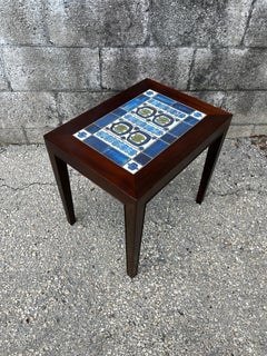 Mid Century Danish Modern side table with tile inlay by Severin Hansen. C 1960S