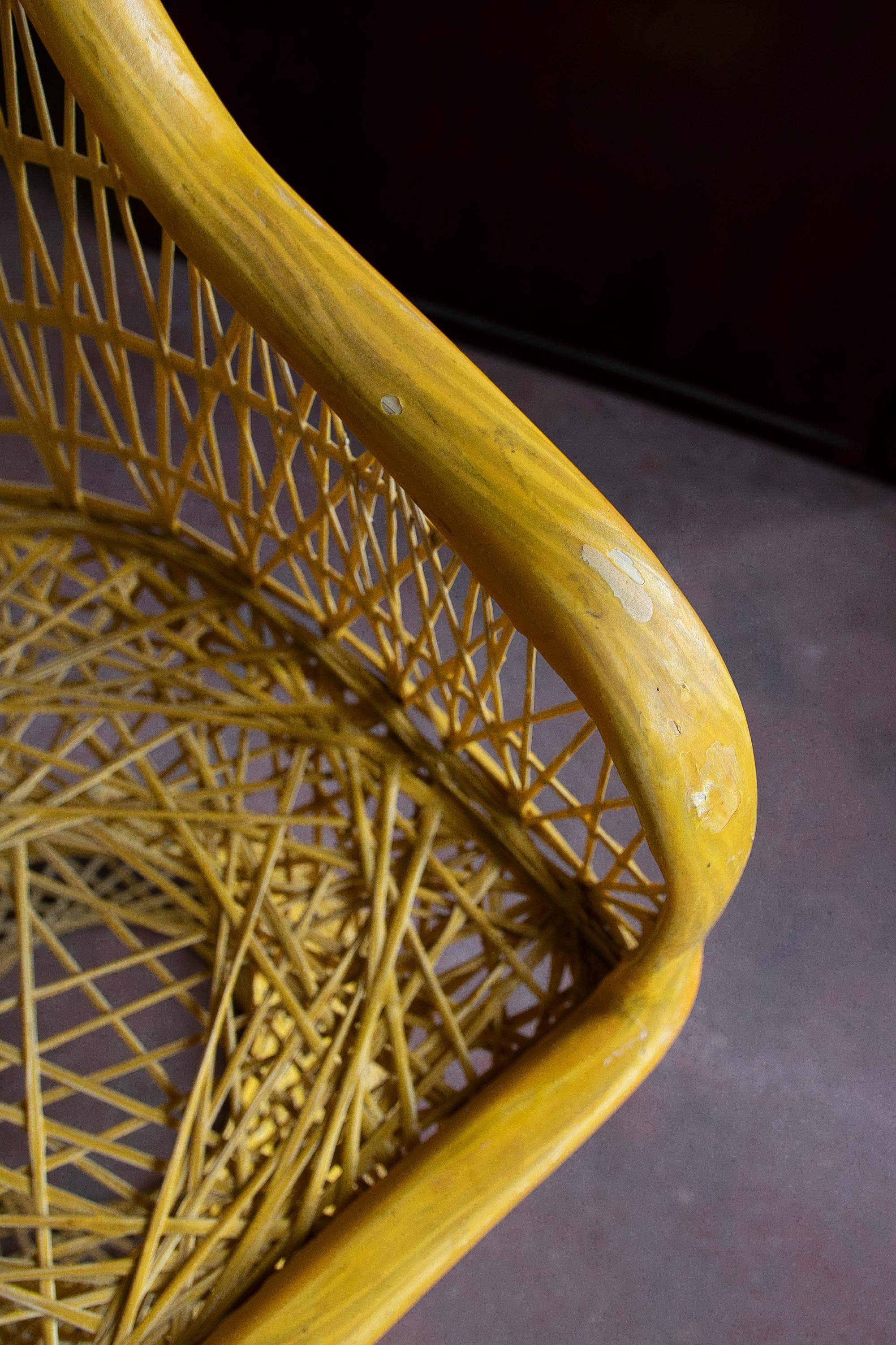 1970s Pair of Resin Armchairs in Yellow Tone For Sale 14