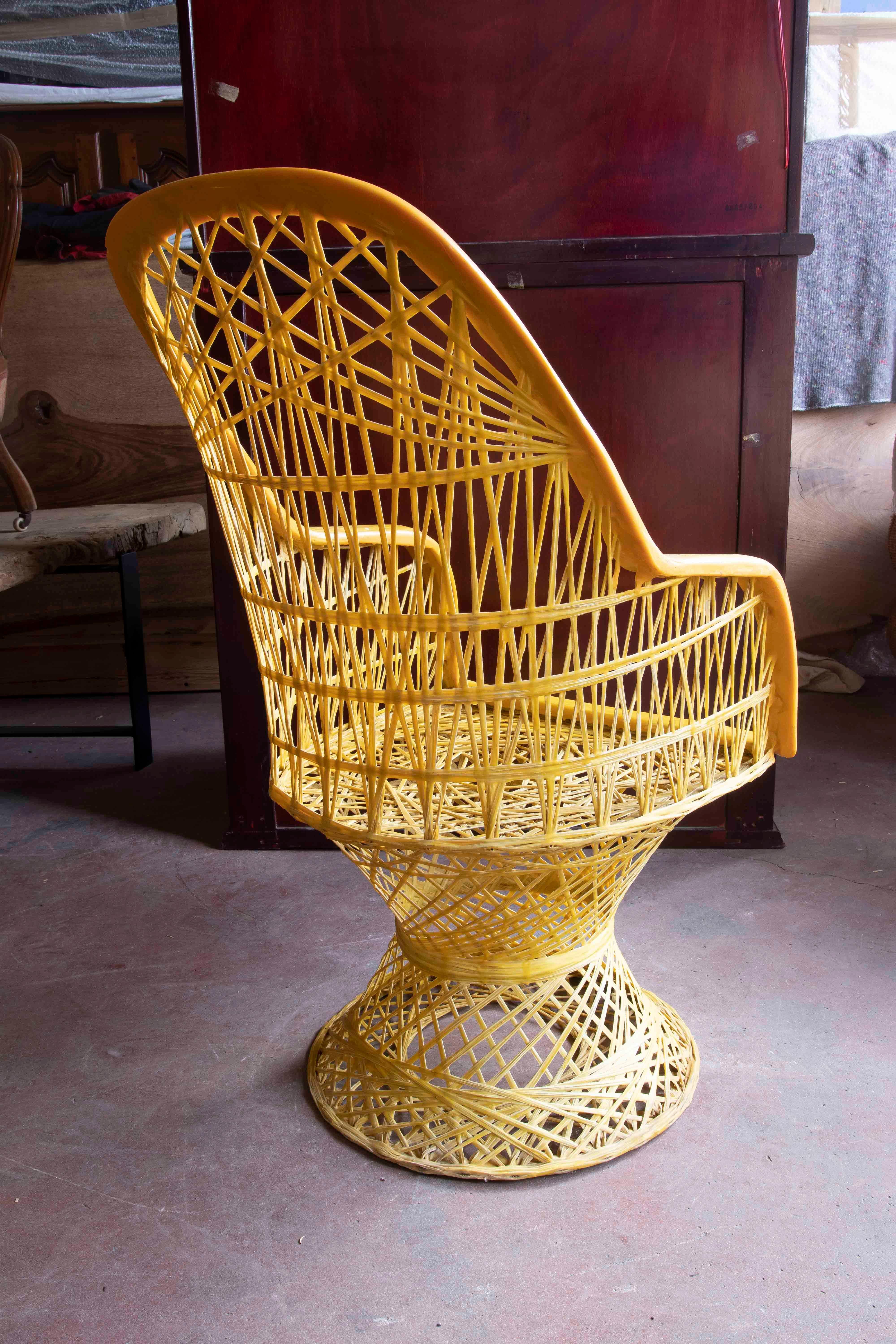 1970s Pair of Resin Armchairs in Yellow Tone For Sale 2