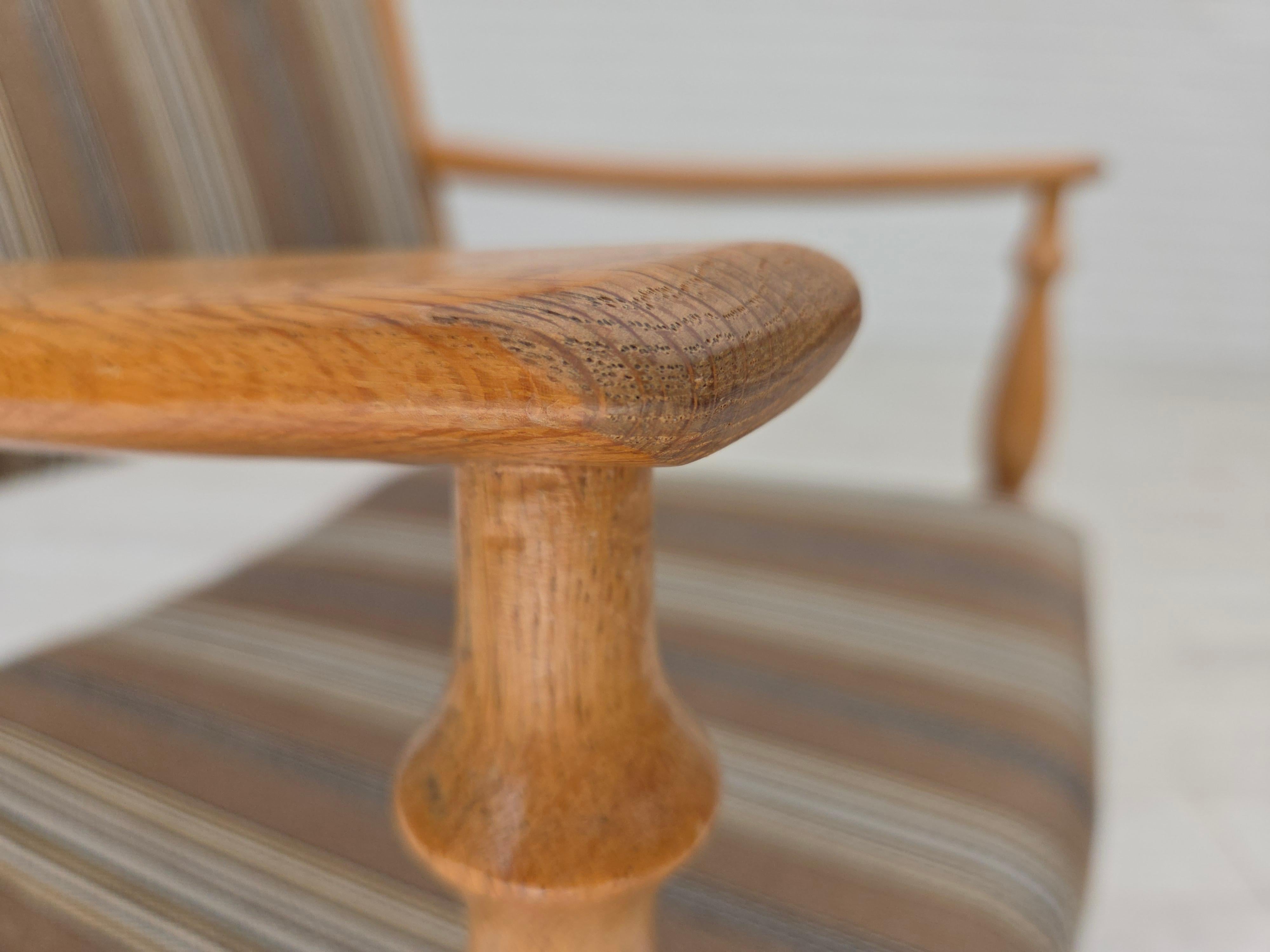 Late 20th Century 1970s, pair of Scandinavian armchairs, furniture wool, solid oak wood. For Sale