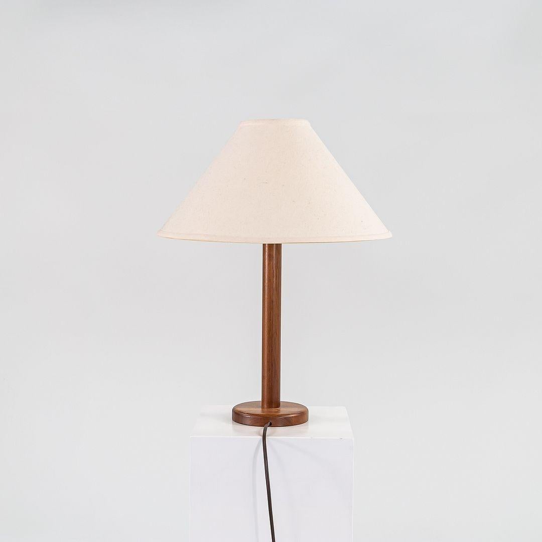 Modern 1970s Pair of Scandinavian Teak Table / Desk Lamps with Fabric Shades For Sale