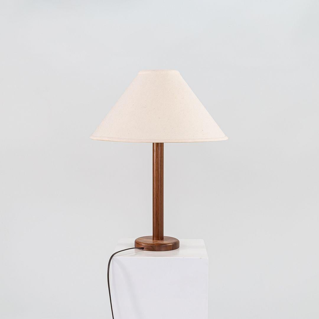 Danish 1970s Pair of Scandinavian Teak Table / Desk Lamps with Fabric Shades For Sale