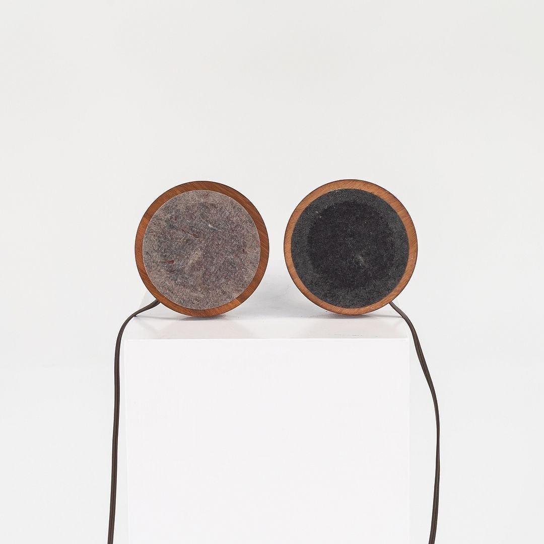 1970s Pair of Scandinavian Teak Table / Desk Lamps with Fabric Shades For Sale 1