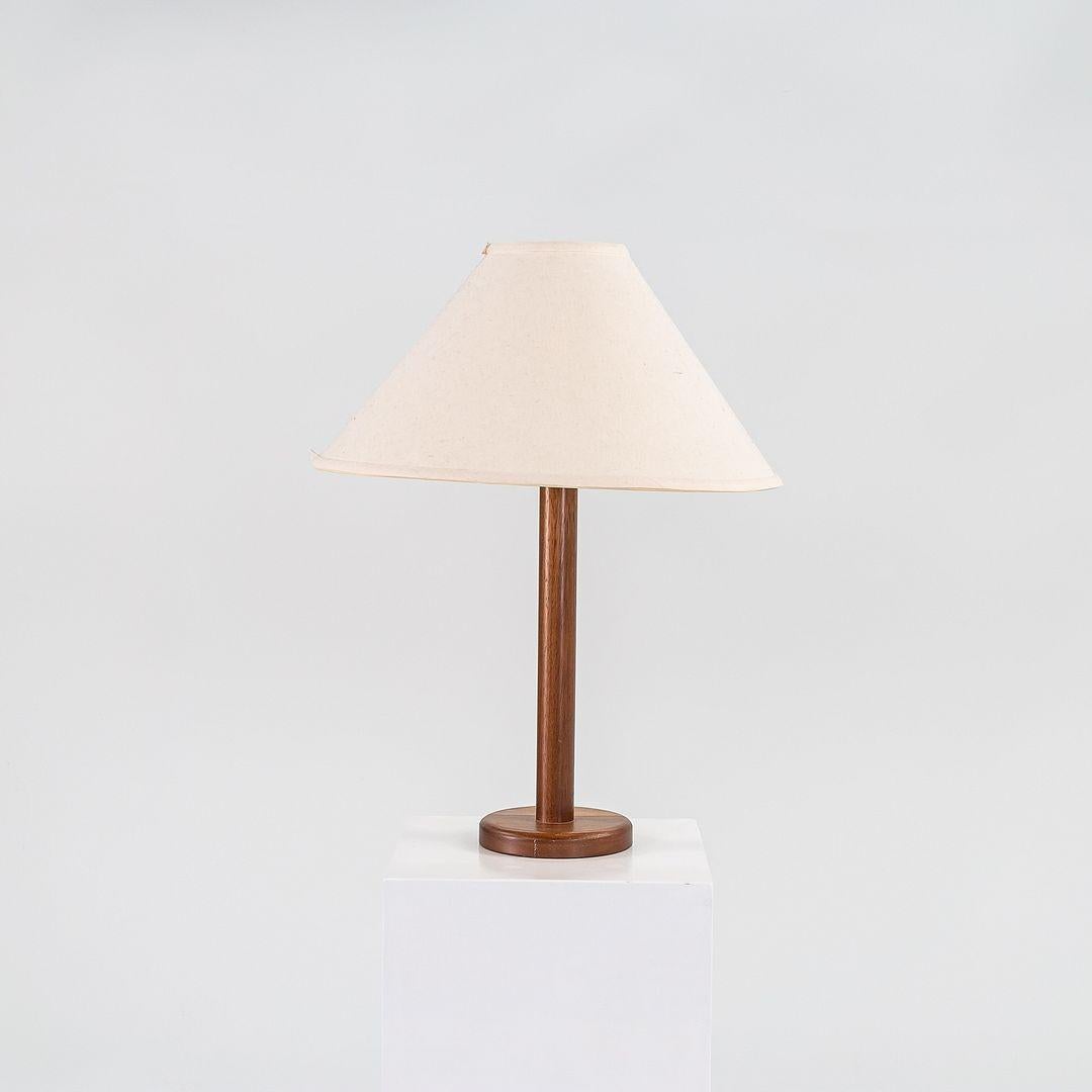 1970s Pair of Scandinavian Teak Table / Desk Lamps with Fabric Shades For Sale 3