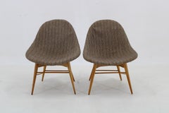 1970s Pair of Shell Beech Chairs, Czechoslovakia