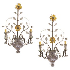 1970s Pair of Silver Gilt Iron Wall Lights by Banci Firenze, Italy