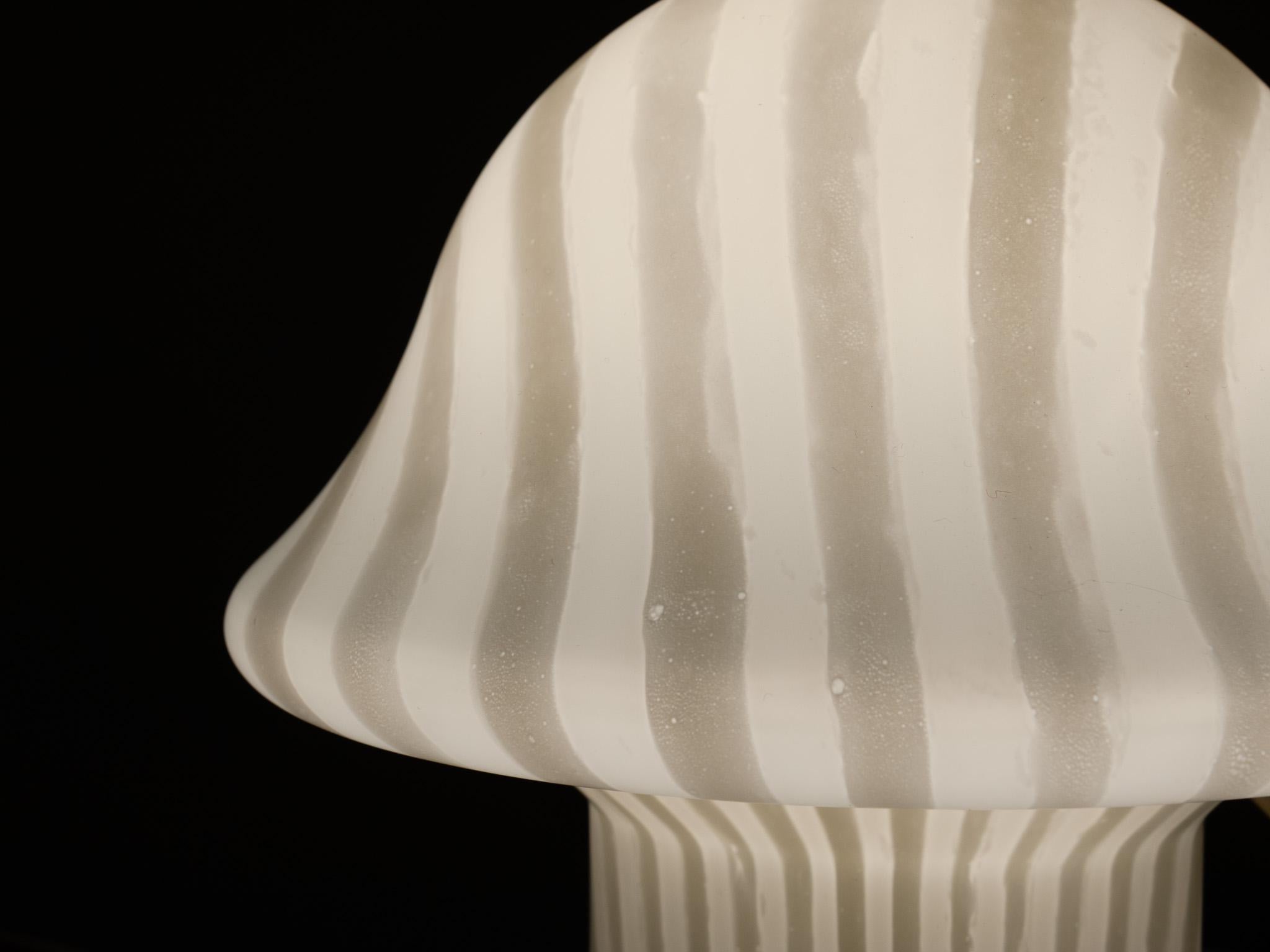 Mid-Century Modern 1970s Pair of Small Striped Peill & Putzler Mushroom Table Lamps