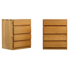 Pareja de cajoneras de pino macizo de los años 70, Maison Regain, Francia