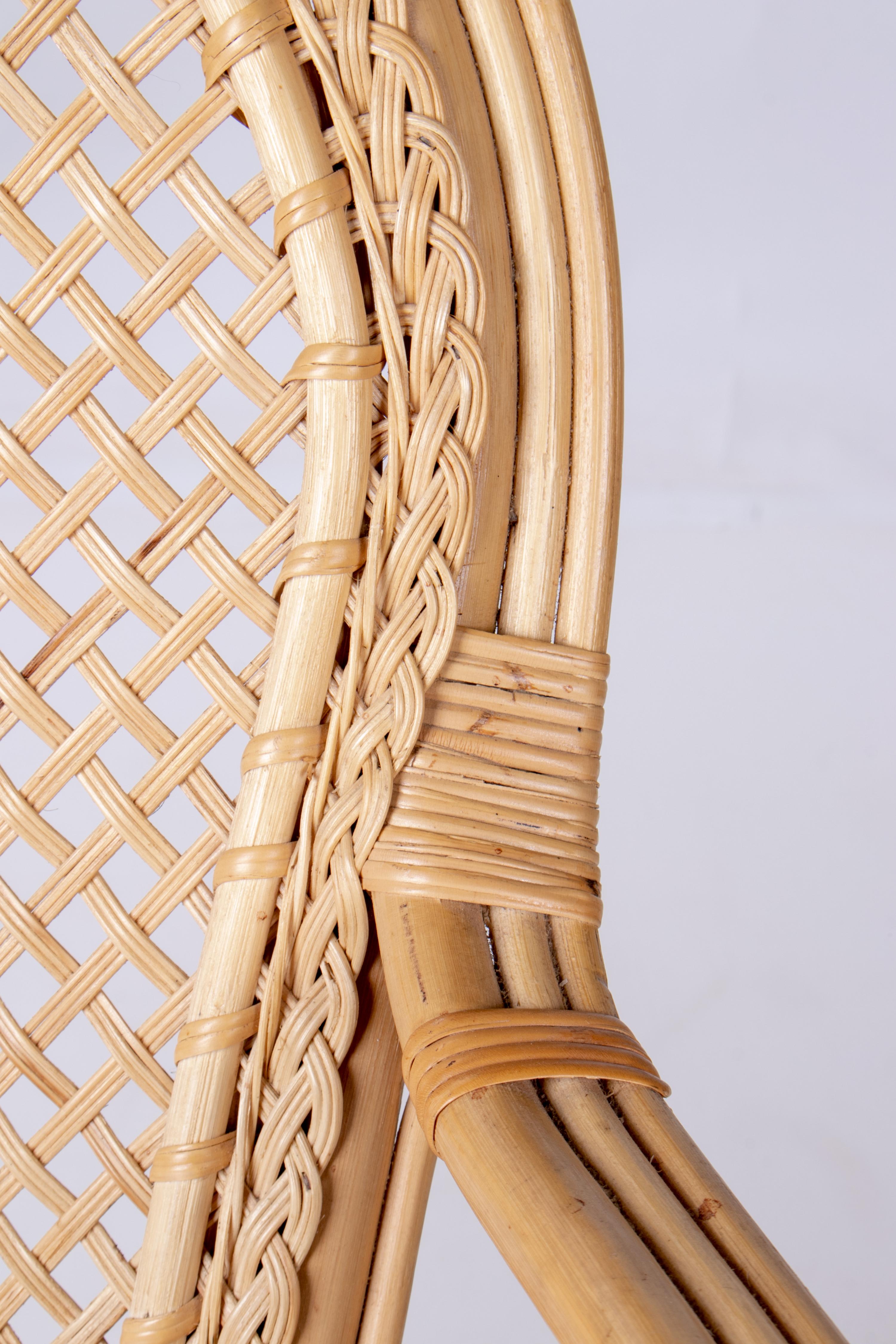 1970s Pair of Spanish Bamboo and Wicker Armchairs For Sale 7