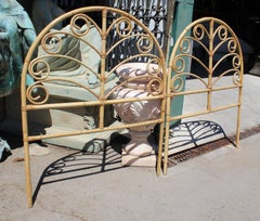 1970s Pair of Spanish Bamboo and Wicker Headboards