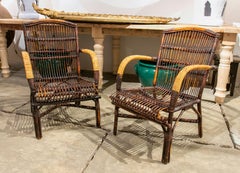 Paire de fauteuils espagnols en bambou des années 1970