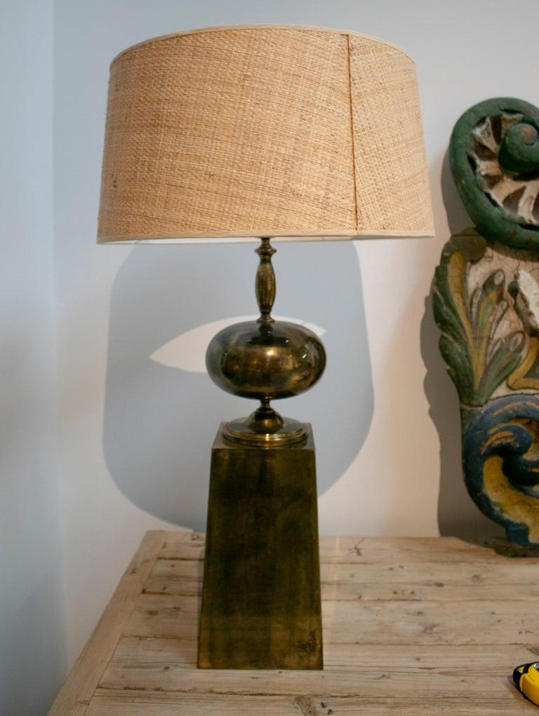 1970s pair of Spanish bronze table lamps.

Lampshades not included.