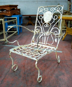 1970s Pair of Spanish Iron Garden Armchairs