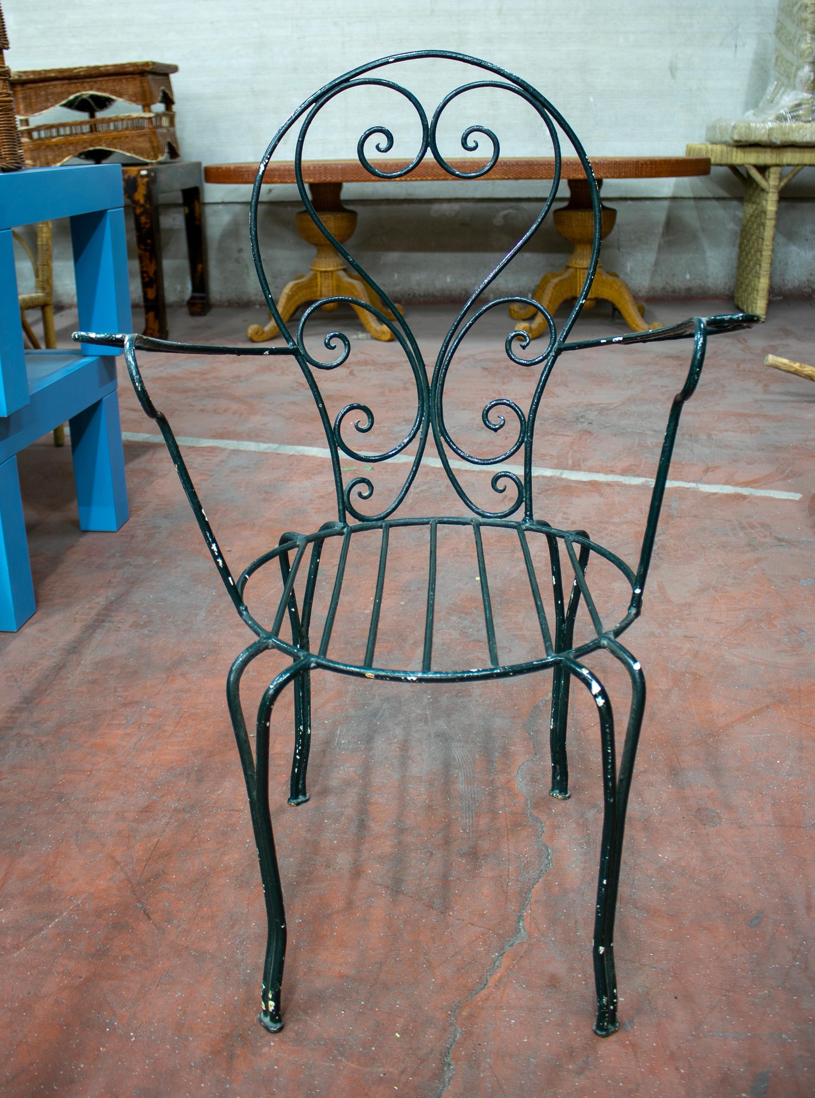 1970s Pair of Spanish Iron Garden Armchairs In Good Condition For Sale In Marbella, ES