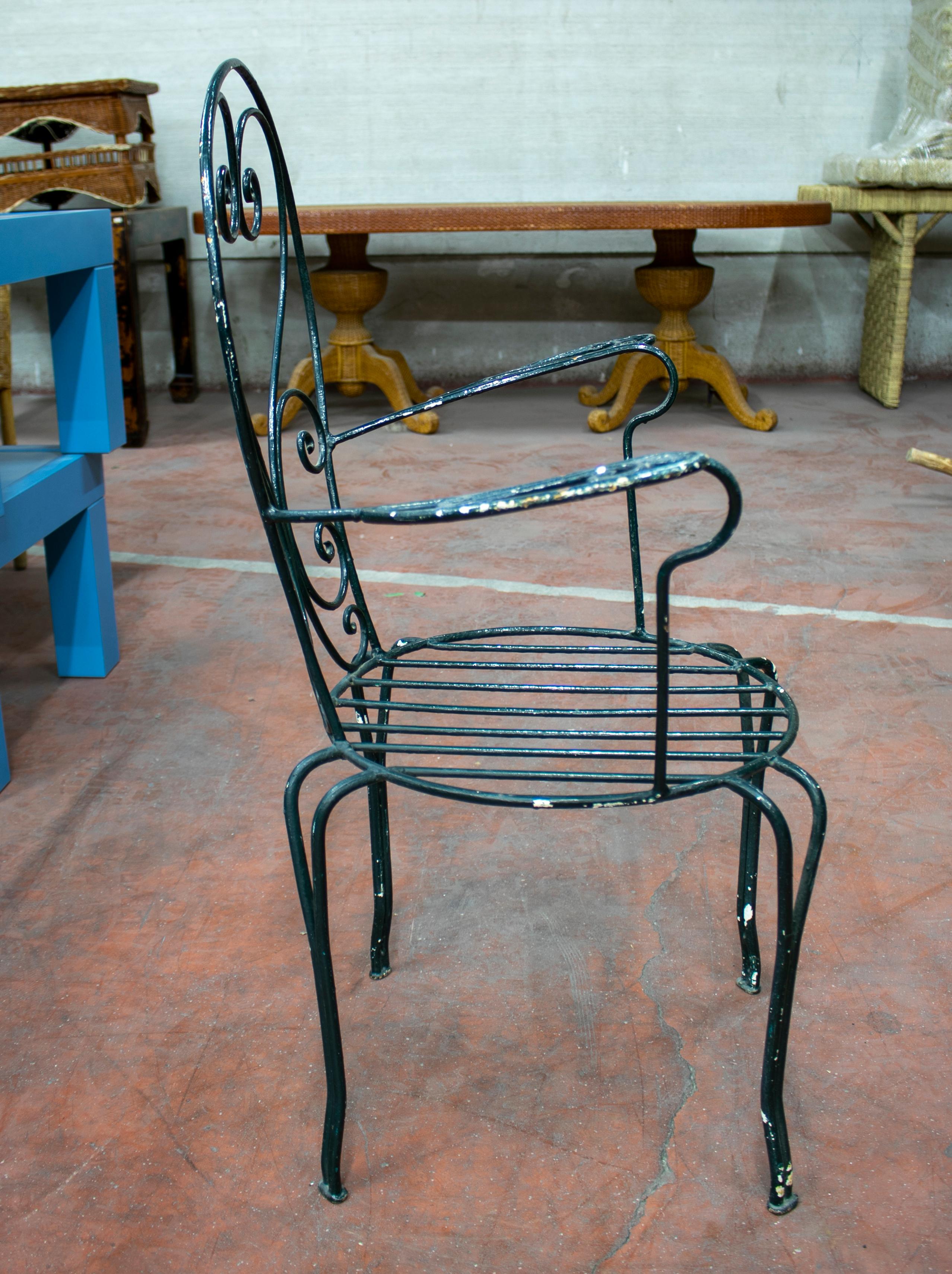 1970s Pair of Spanish Iron Garden Armchairs For Sale 3
