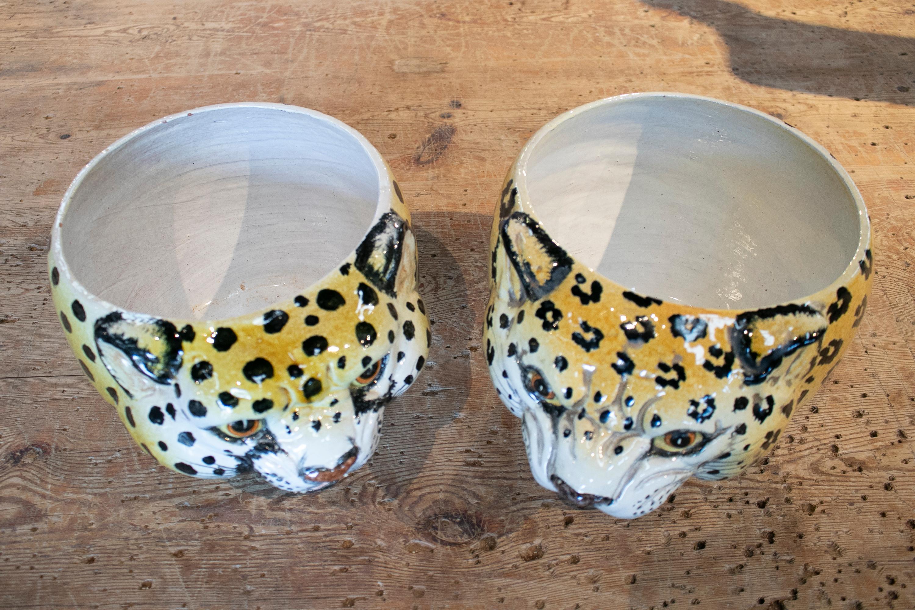 1970s Pair of Spanish Leopard Glazed Ceramic Vases 2