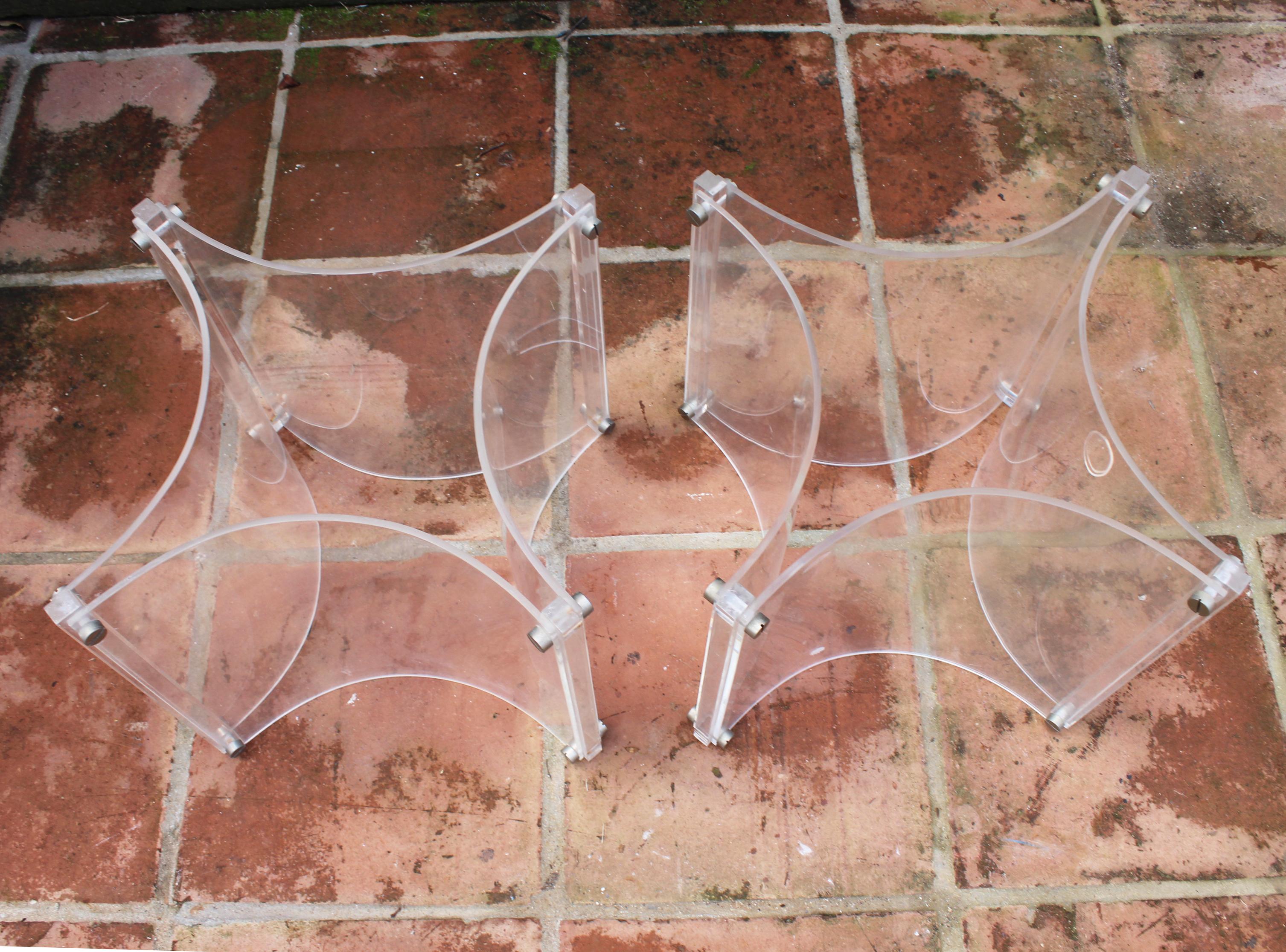 French 1970s Pair of Spanish Methacrylate Plexiglass Table Bases For Sale