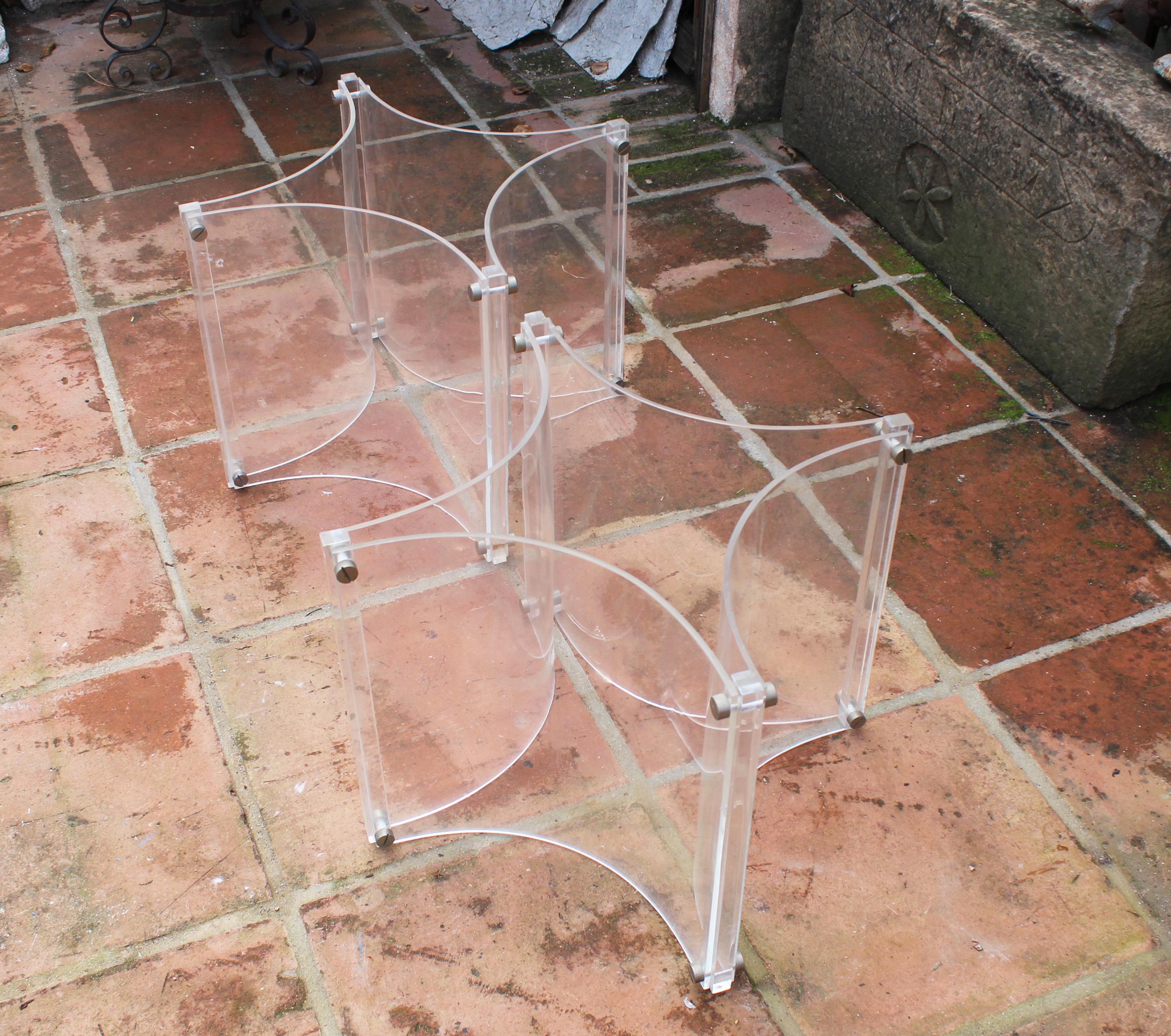 20th Century 1970s Pair of Spanish Methacrylate Plexiglass Table Bases For Sale