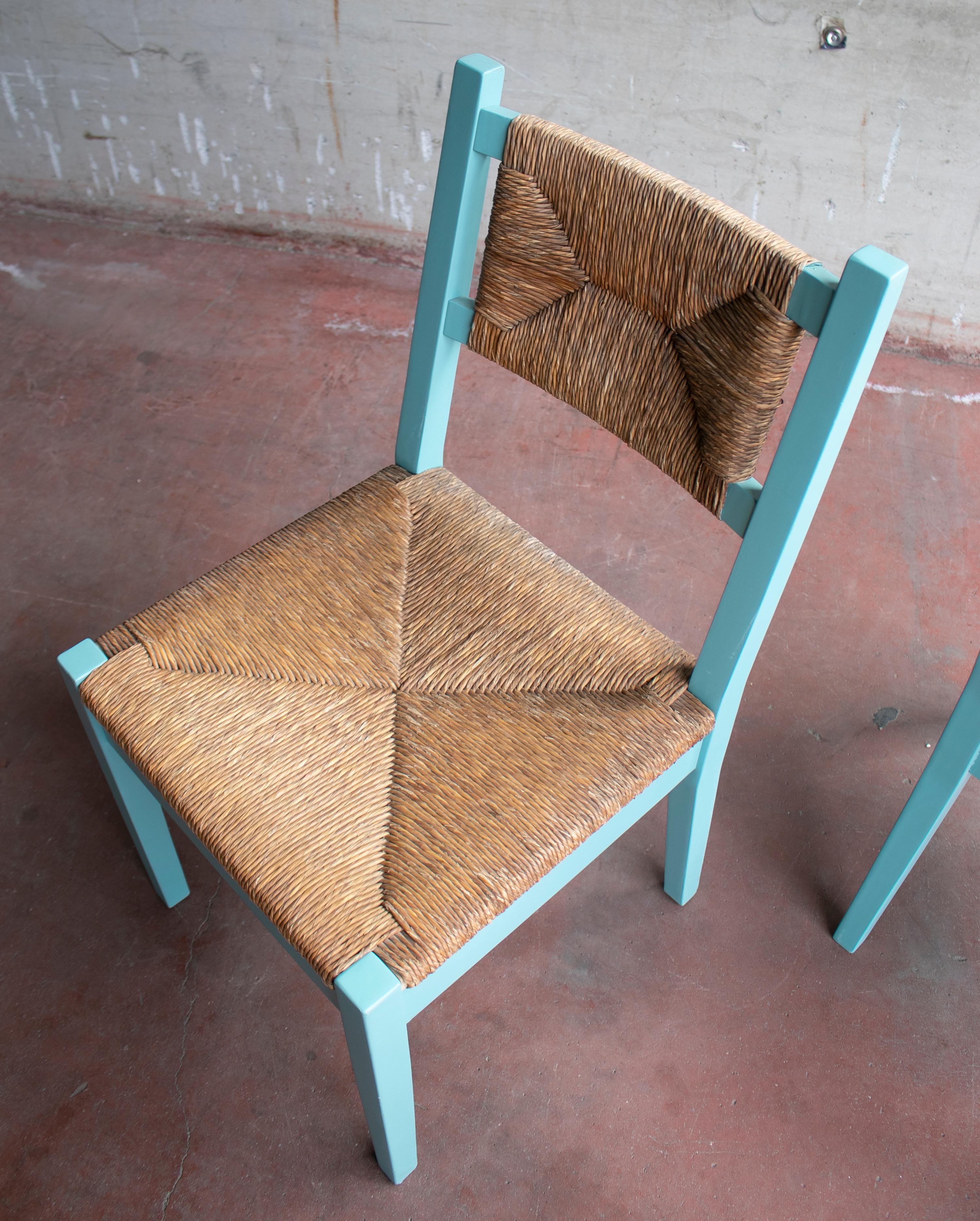 1970s Pair of Spanish Traditional Andalusian Bulrush Chairs For Sale 6