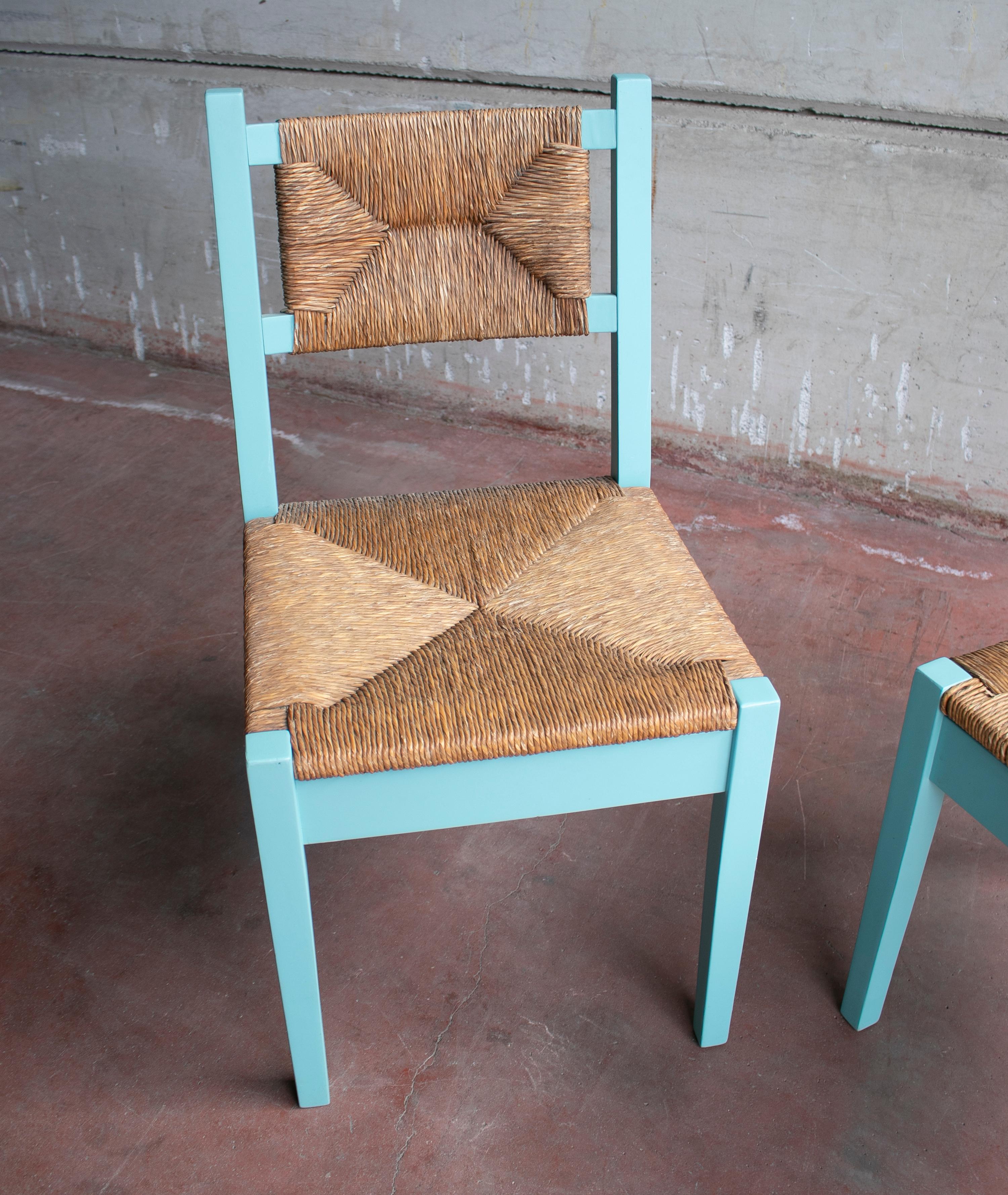 20th Century 1970s Pair of Spanish Traditional Andalusian Bulrush Chairs For Sale