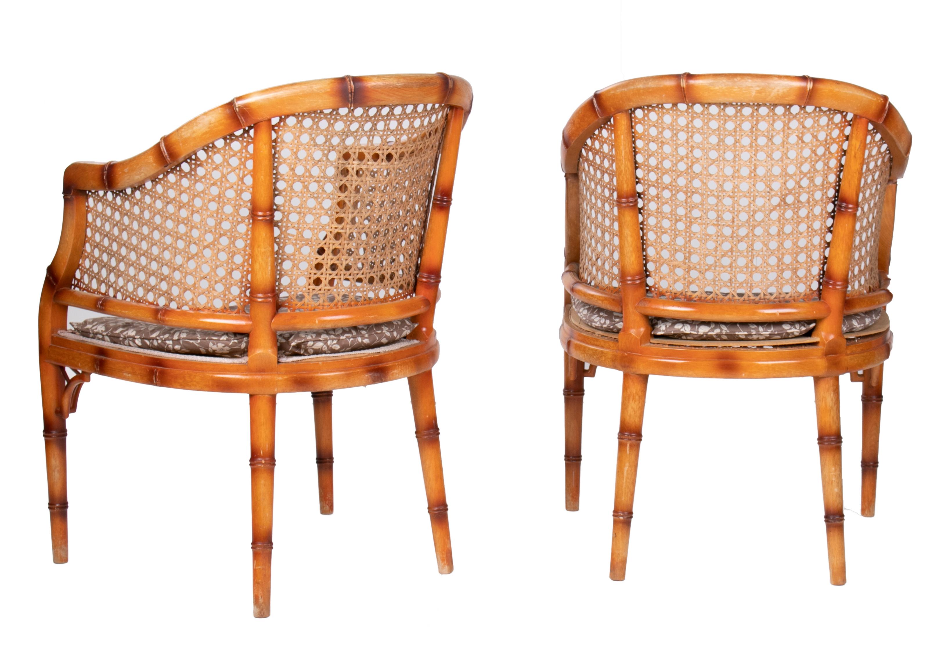 1970s Pair of Spanish Wooden Armchairs Imitating Bamboo In Good Condition In Marbella, ES