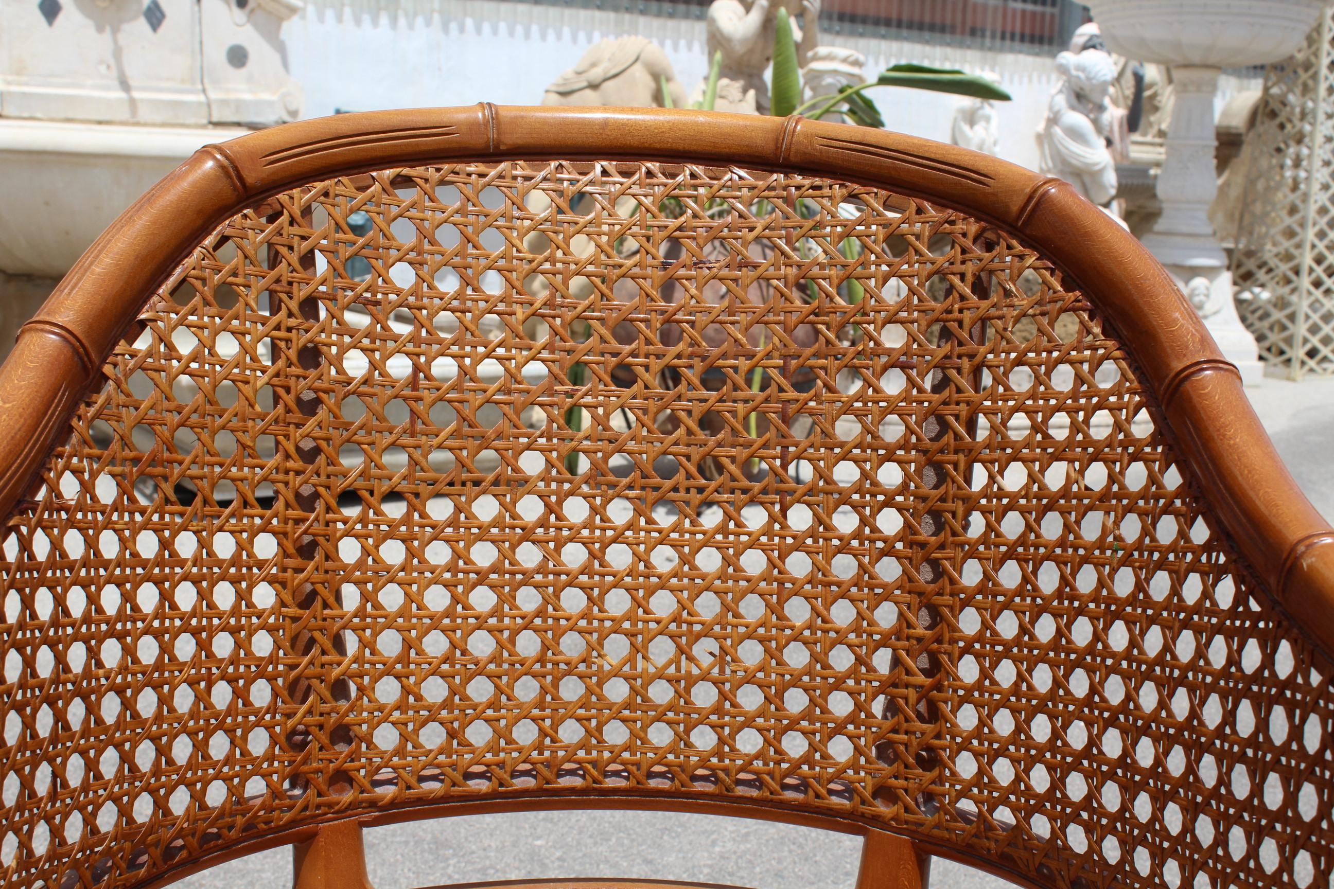 1970s Pair of Spanish Wooden Chairs Imitating Bamboo 3