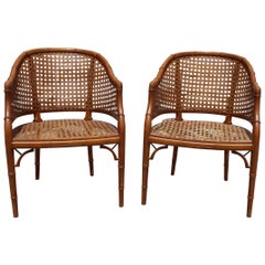 1970s Pair of Spanish Wooden Chairs Imitating Bamboo