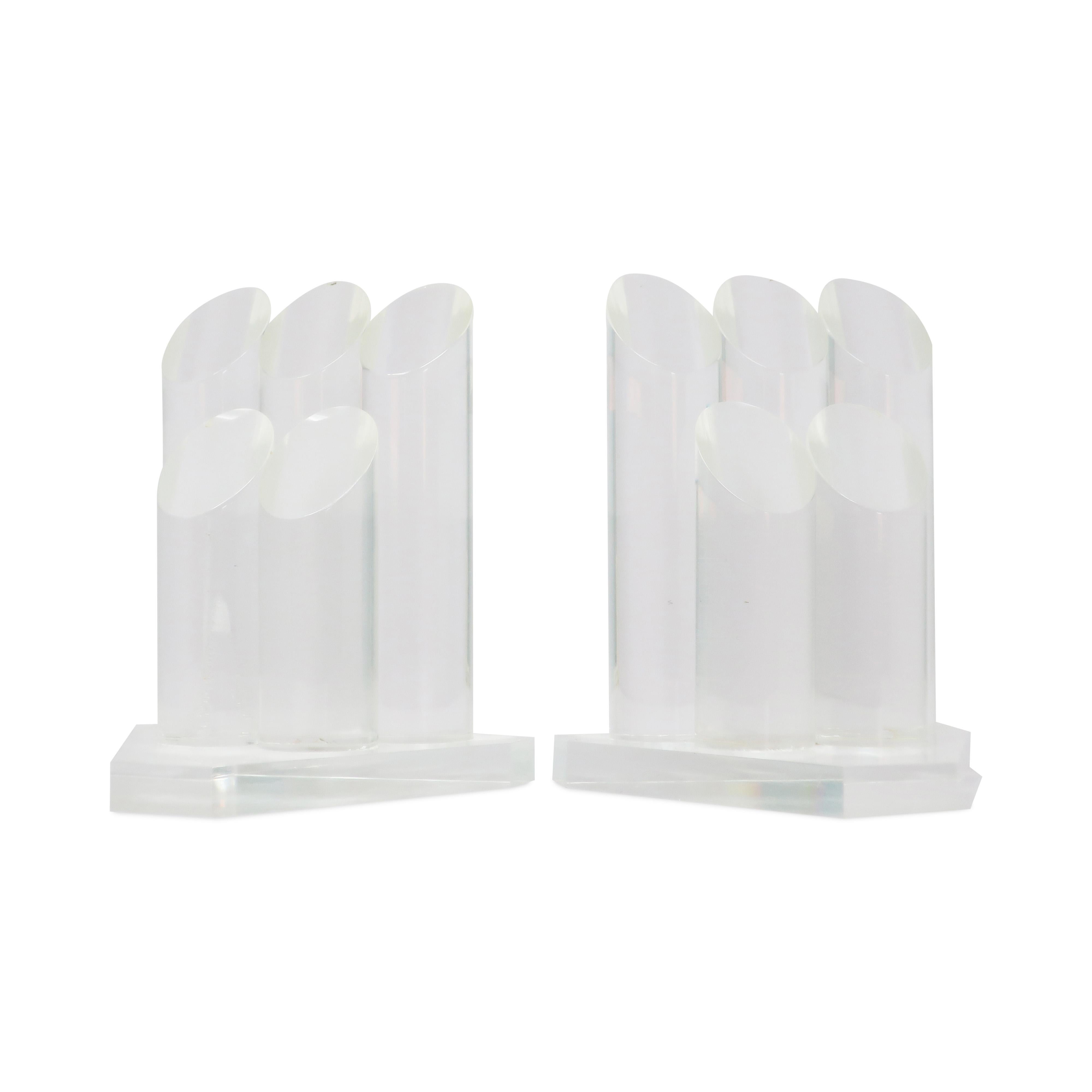 1970s Pair of Stacked Lucite Bookends 3