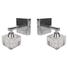 1970s Pair of Steel and Metraquilat Wall Sconces 