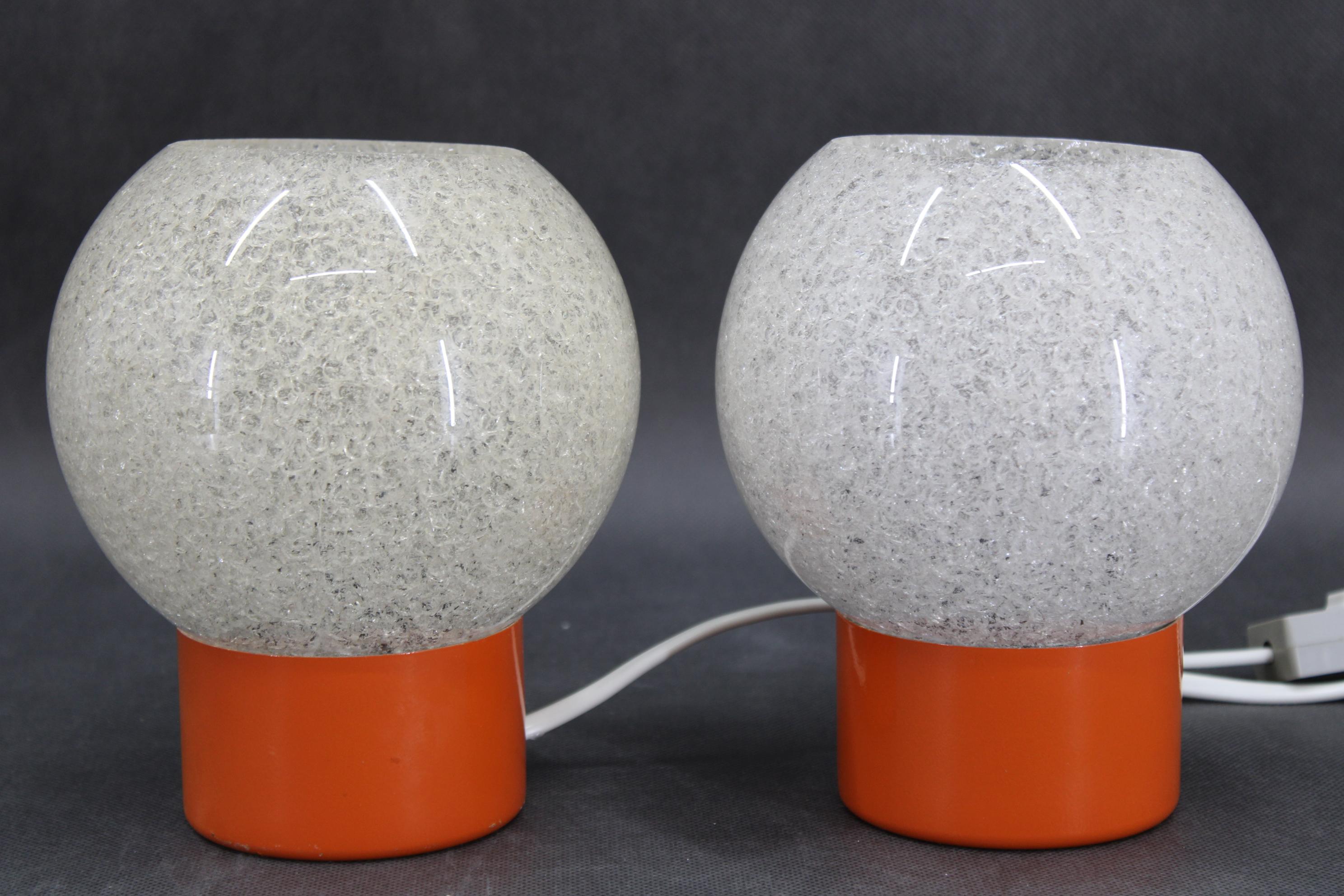 Mid-Century Modern 1970s Pair of Table lamps by Pokrok Zilina, Czechoslovakia For Sale