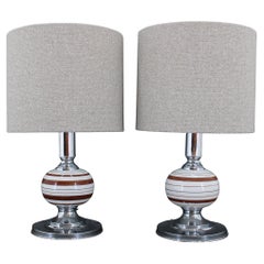 1970s Pair Of Table Lamps With New Fabric Shade, Italy