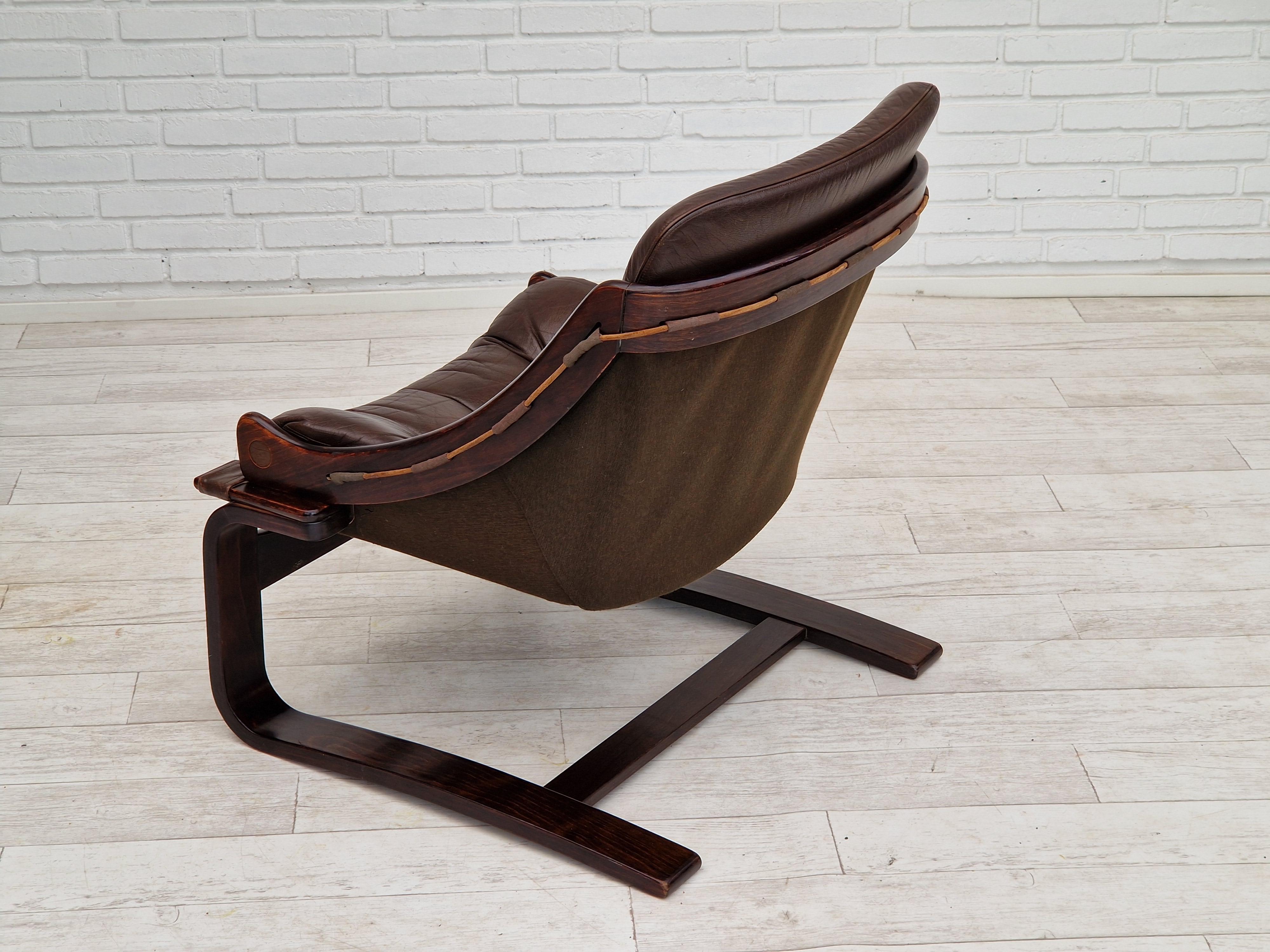 Leather 1970s, Pair of Two Lounge Chair by Ake Fribytter for Nelo Sweden For Sale