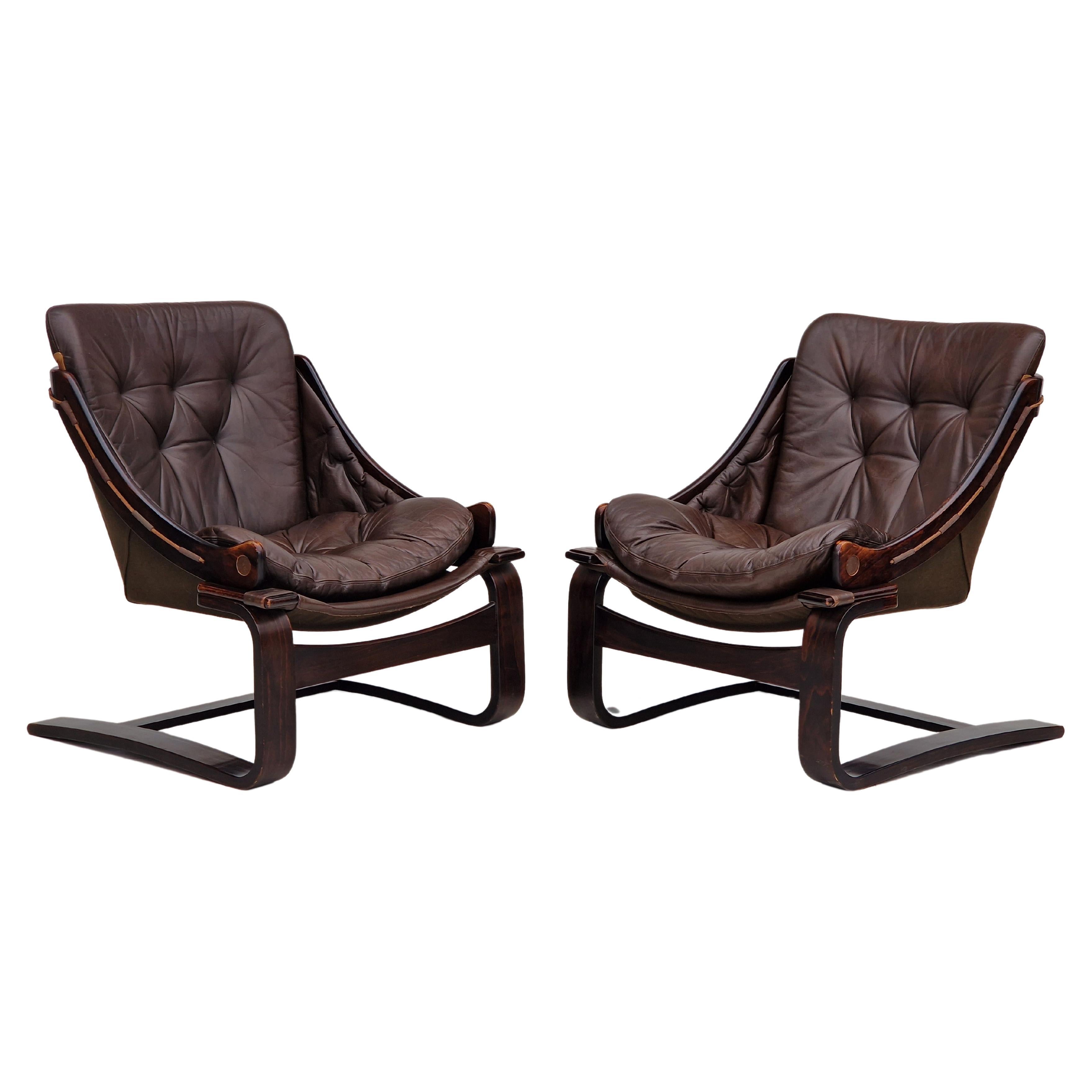 1970s, Pair of Two Lounge Chair by Ake Fribytter for Nelo Sweden For Sale