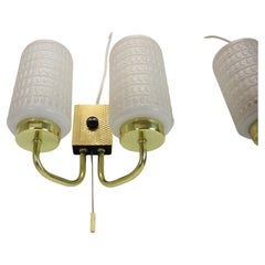 1970s Pair of Two Wall Lamps with Glass Shades, Germany