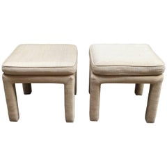 1970s Pair of Upholstered Parsons Stools
