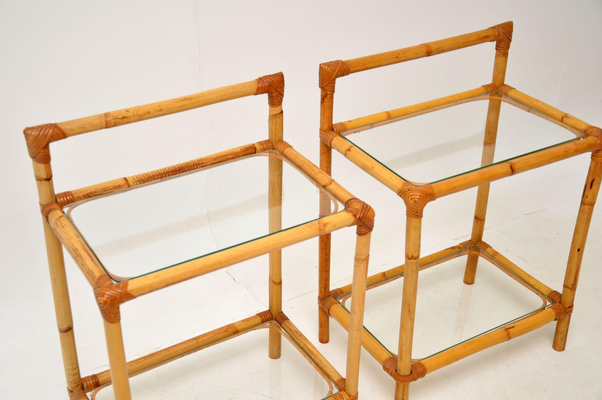 1970's Pair of Vintage Bamboo Side Tables by Angraves In Good Condition For Sale In London, GB