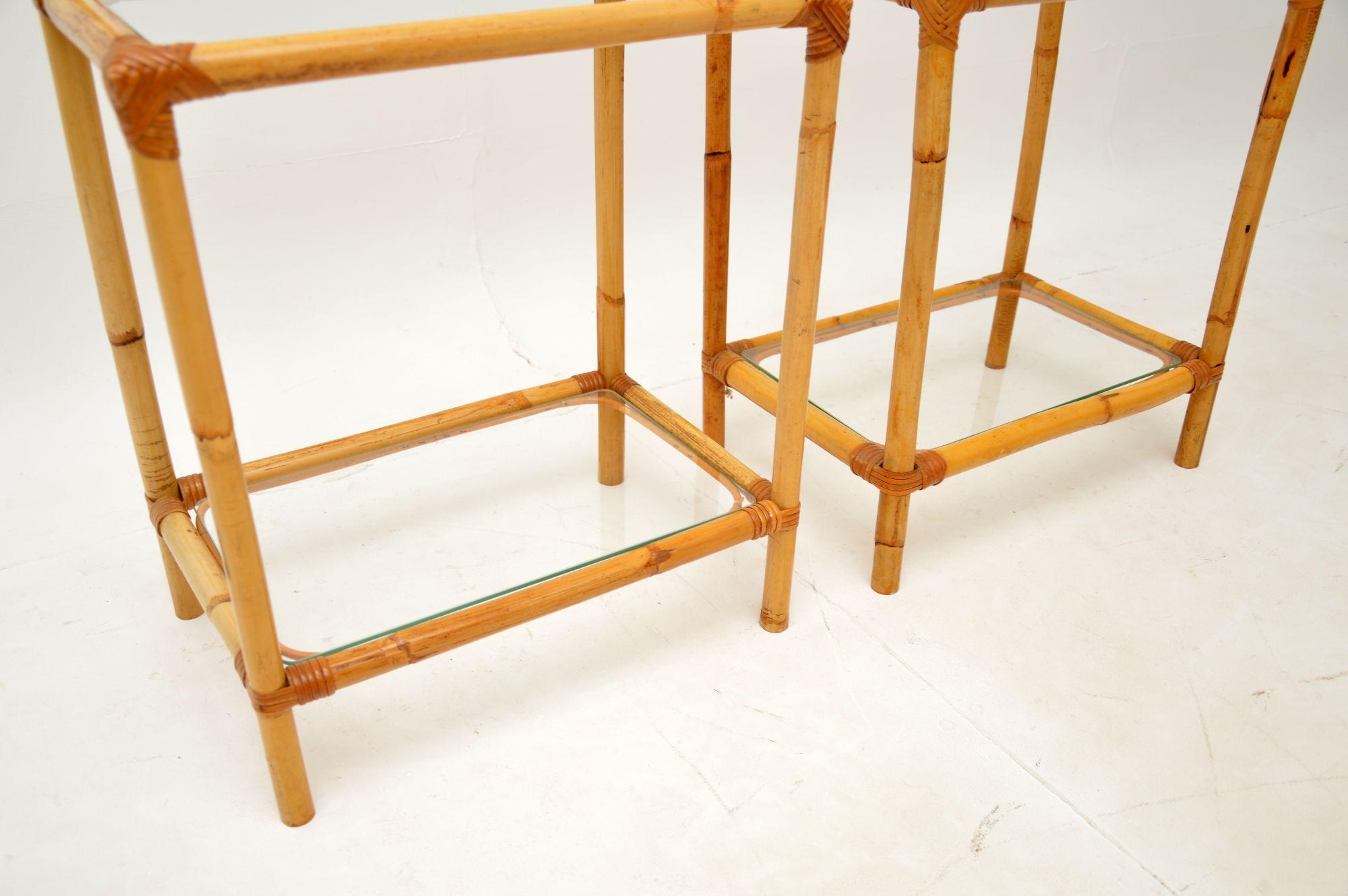 Late 20th Century 1970's Pair of Vintage Bamboo Side Tables by Angraves For Sale