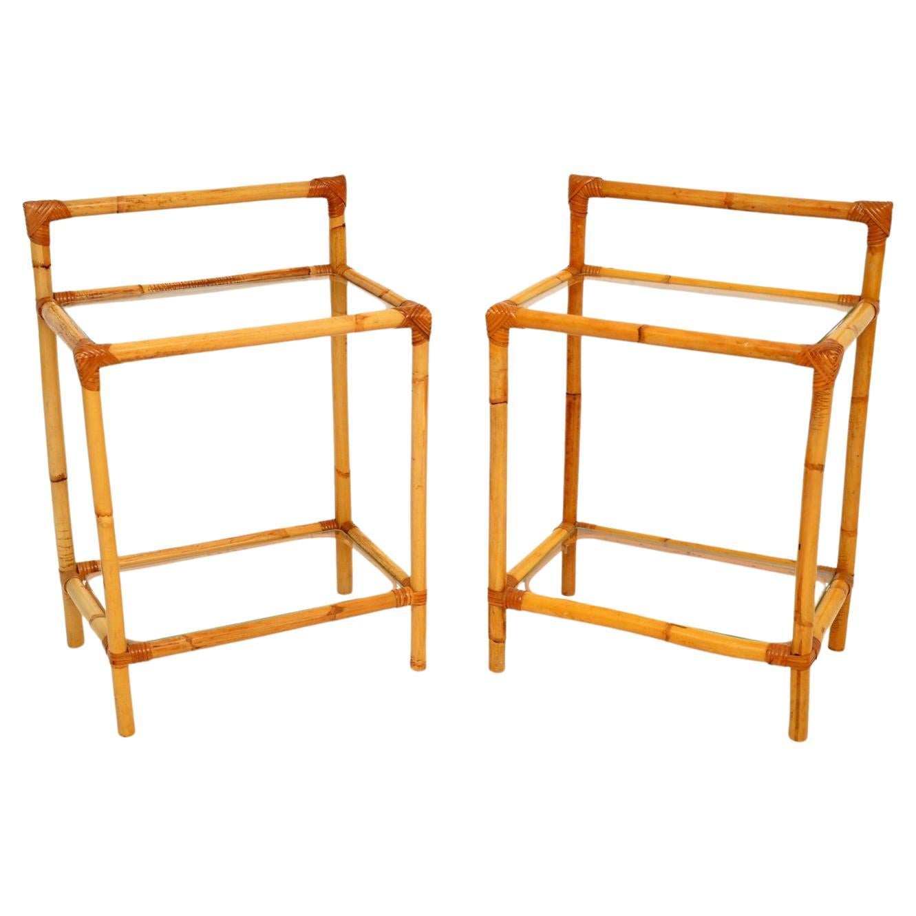 1970's Pair of Vintage Bamboo Side Tables by Angraves