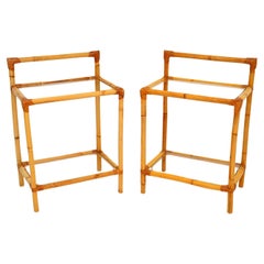 1970's Pair of Vintage Bamboo Side Tables by Angraves