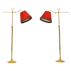1970s Pair of Vintage Brass Adjustable Floor Lamps