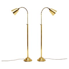 1970's, Pair of Vintage Brass Floor Lamps