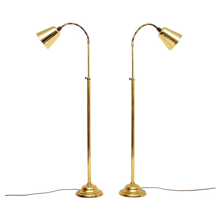 1970's, Pair of Vintage Brass Floor Lamps For Sale at 1stDibs