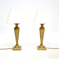 1970s Pair of Vintage Brass Table Lamps