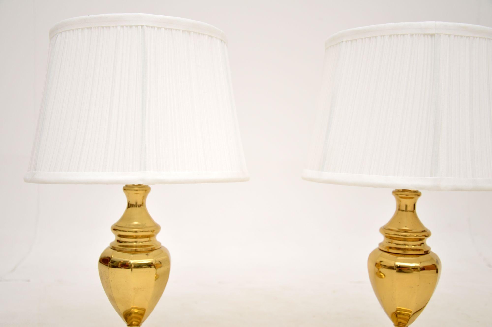 Mid-Century Modern 1970s Pair of Vintage Brass Table Lamps For Sale