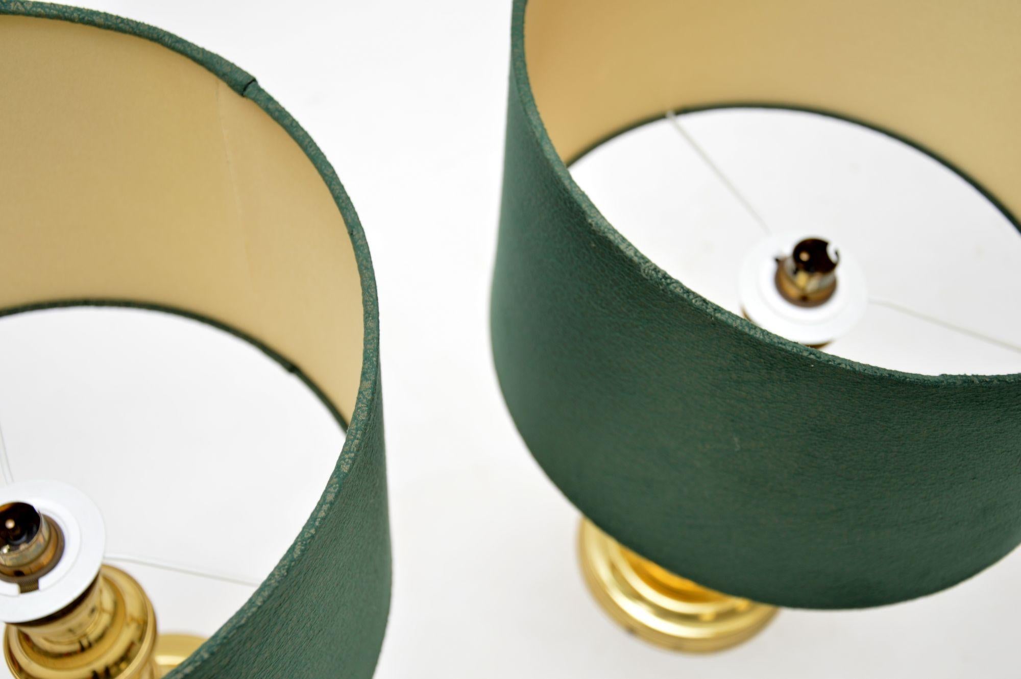 Mid-Century Modern 1970’s Pair of Vintage Brass Table Lamps For Sale