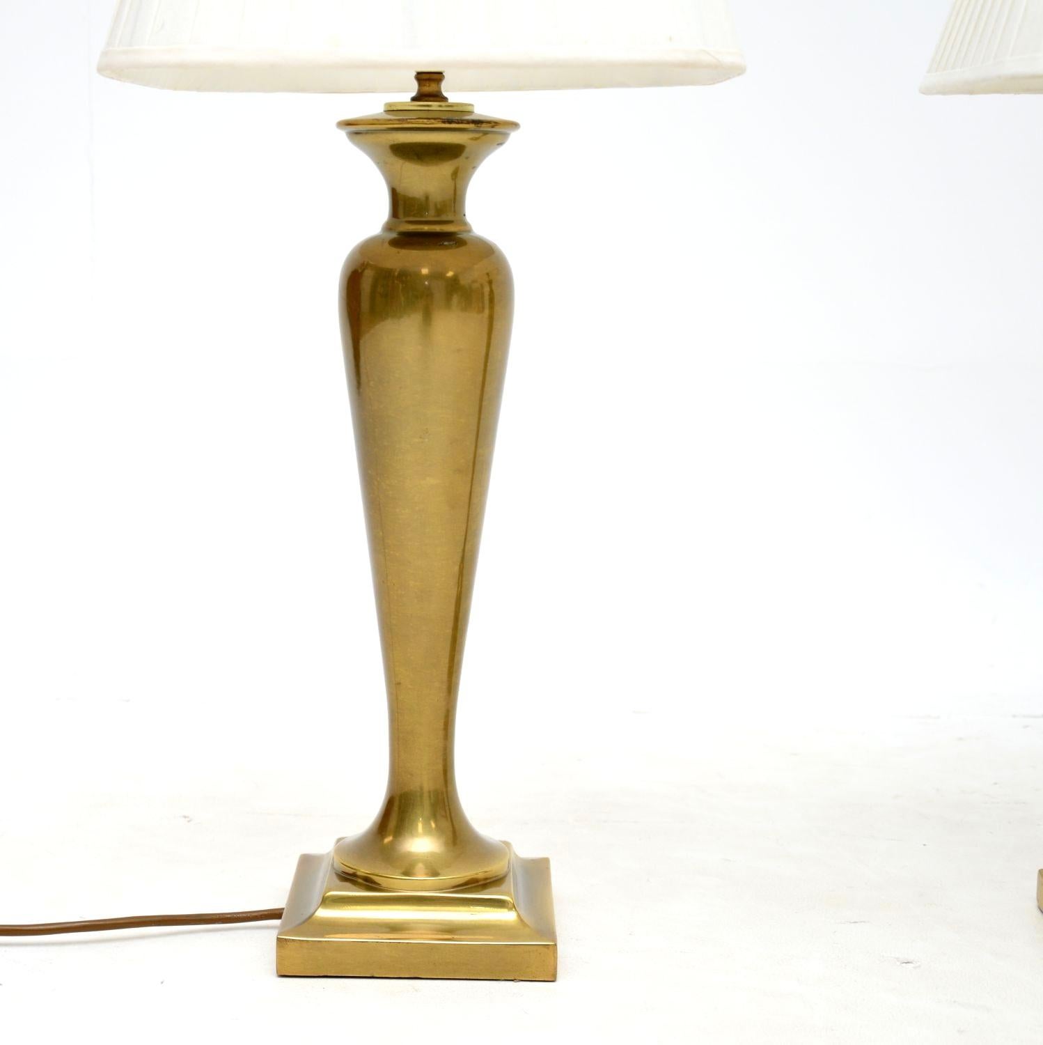 1970s Pair of Vintage Brass Table Lamps Bon état - En vente à London, GB