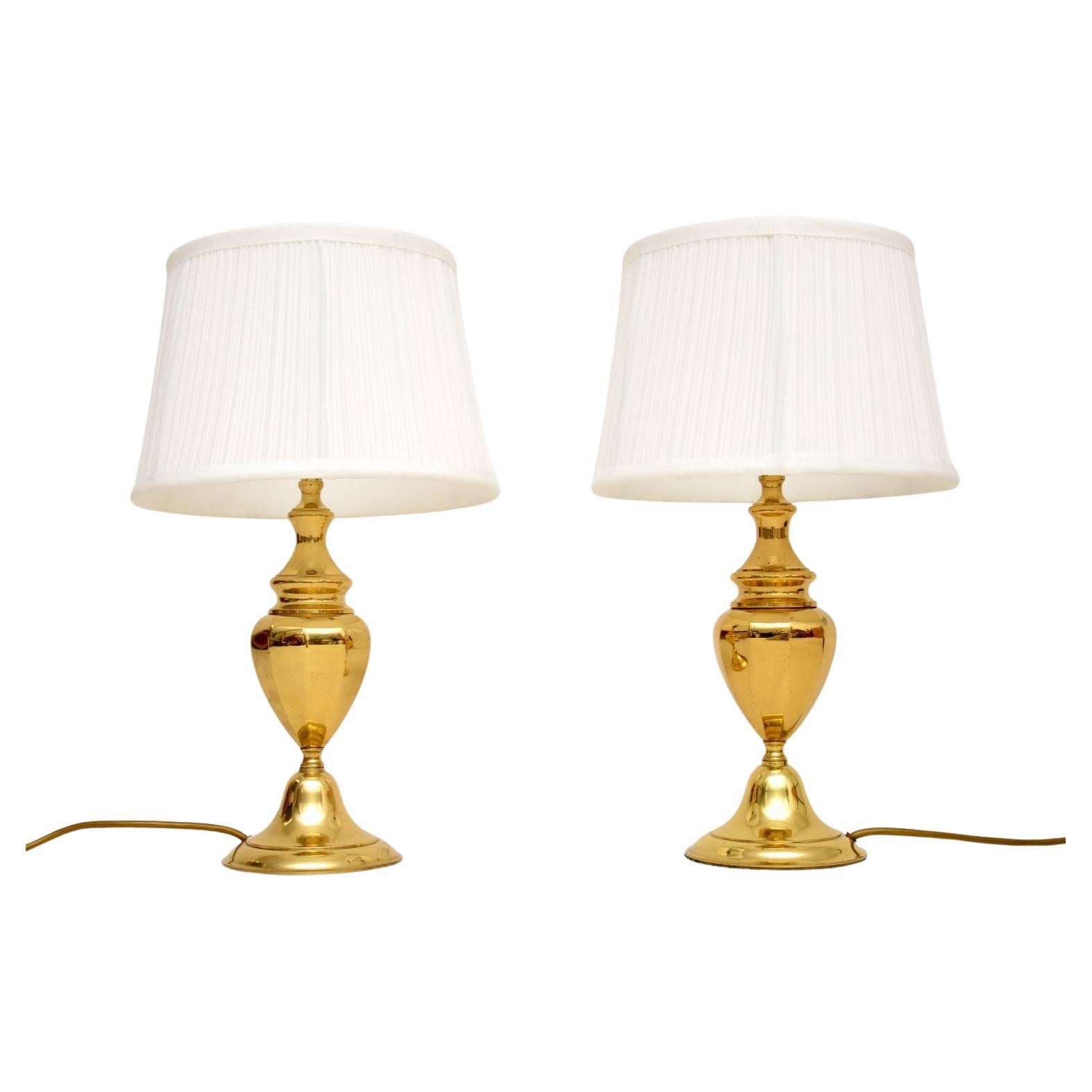 1970s Pair of Vintage Brass Table Lamps