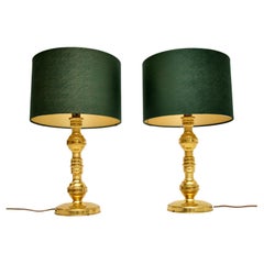 1970’s Pair of Vintage Brass Table Lamps