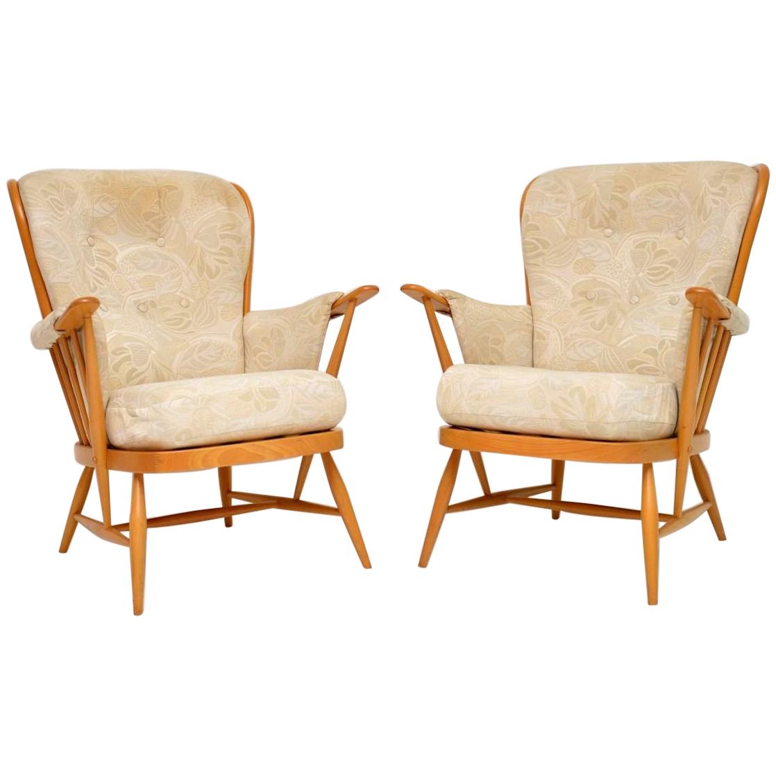 1970s Pair of Vintage Ercol Armchairs